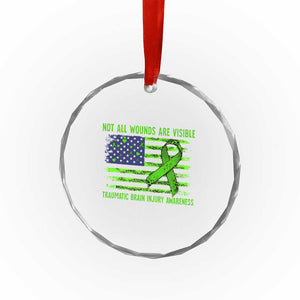 Traumatic Brain Injury Awareness Crystal Glass Ornament Not All Wounds Are Visible TBI Warrior American Flag TS02 Print Your Wear