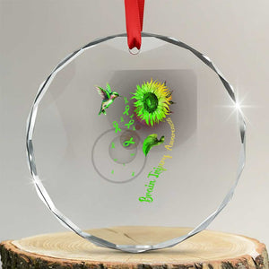 Traumatic Brain Injury Awareness Crystal Glass Ornament Sunflower Hummingbird TS02 Transparent Glass 3'' Circle Print Your Wear