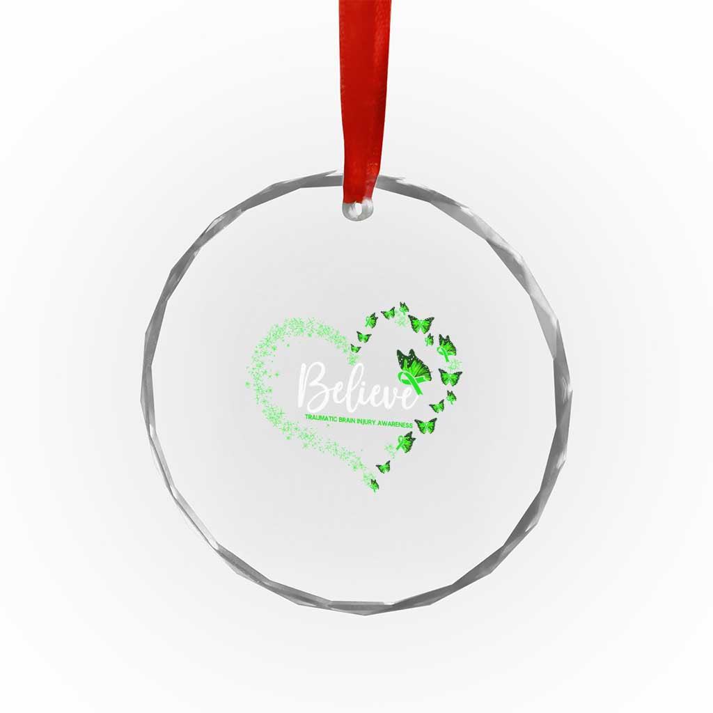 Traumatic Brain Injury Awareness Crystal Glass Ornament TBI Believe Butterflies TS02 Print Your Wear
