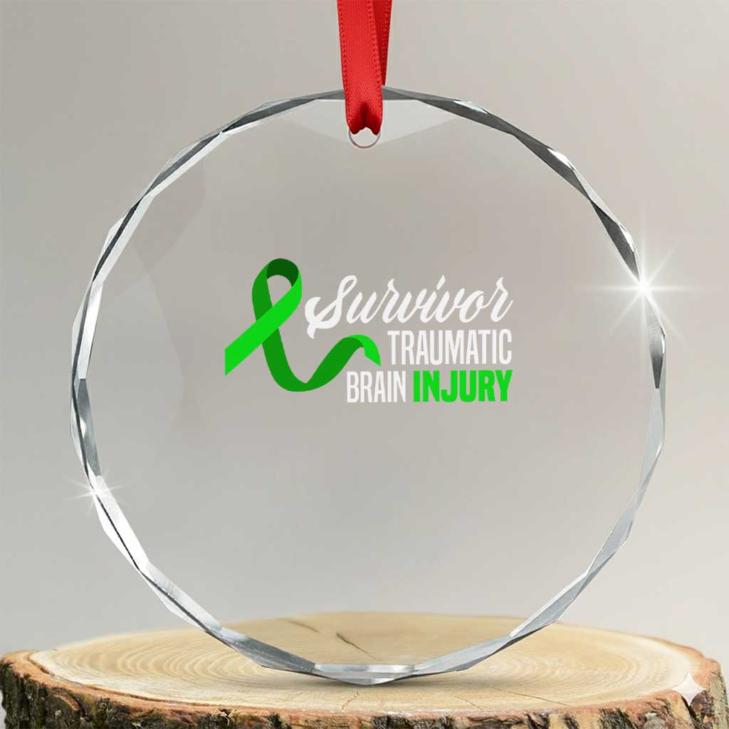 Traumatic Brain Injury Awareness Crystal Glass Ornament TBI Survivor TS02 Transparent Glass 3'' Circle Print Your Wear