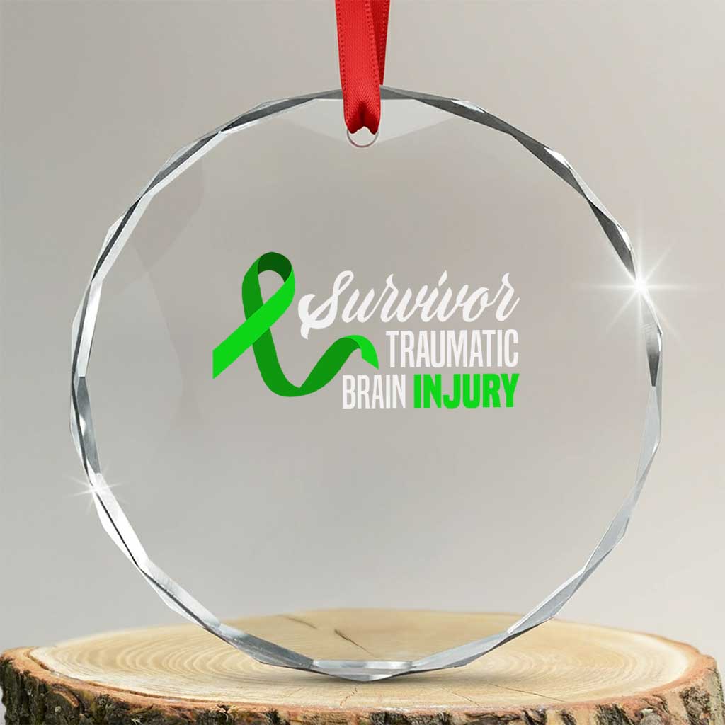 Traumatic Brain Injury Awareness Crystal Glass Ornament TBI Survivor TS02 Transparent Glass 3'' Circle Print Your Wear