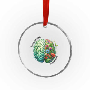Traumatic Brain Injury Awareness Crystal Glass Ornament TBI Warrior Green Floral Brain TS02 Print Your Wear