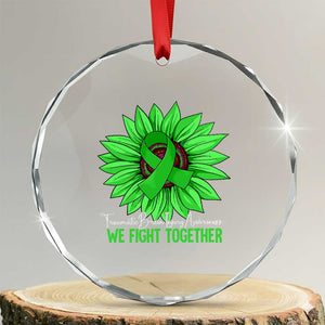 Traumatic Brain Injury Awareness Crystal Glass Ornament TBI We Fight Together Green Sunflower TS02 Transparent Glass 3'' Circle Print Your Wear