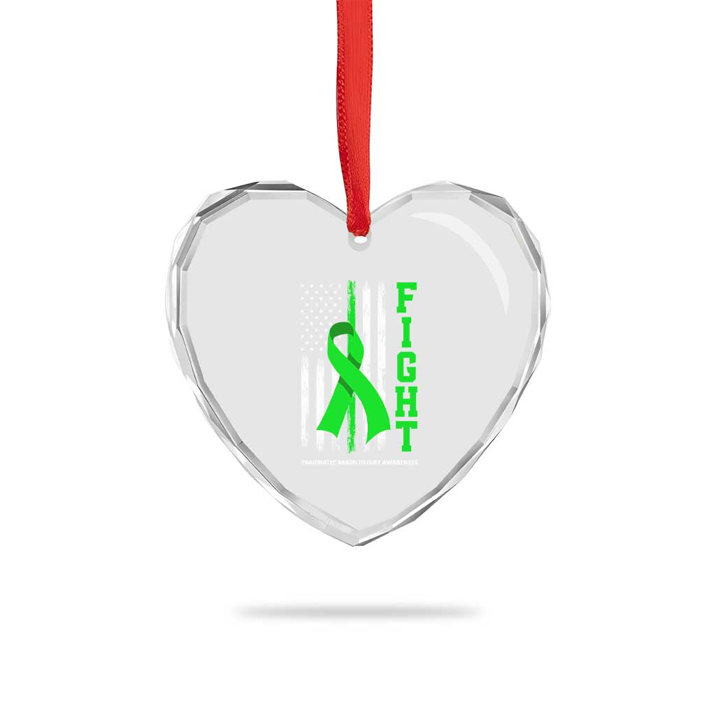 Traumatic Brain Injury Awareness Heart Crystal Glass Ornament Fight TBI American US Flag TS02 Print Your Wear