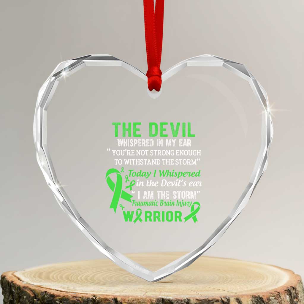 Traumatic Brain Injury Awareness Heart Crystal Glass Ornament I Am The Storm TBI Warrior TS02 Transparent Glass 3'' Heart Print Your Wear