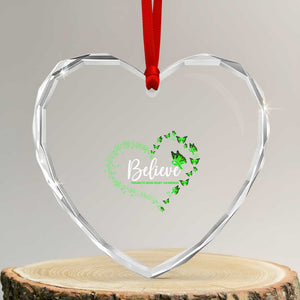 Traumatic Brain Injury Awareness Heart Crystal Glass Ornament TBI Believe Butterflies TS02 Transparent Glass 3'' Heart Print Your Wear