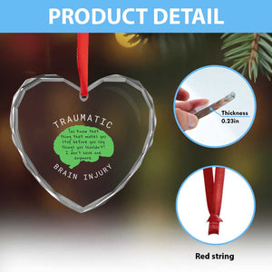 Traumatic Brain Injury Awareness Heart Crystal Glass Ornament TBI Support TS02 Print Your Wear