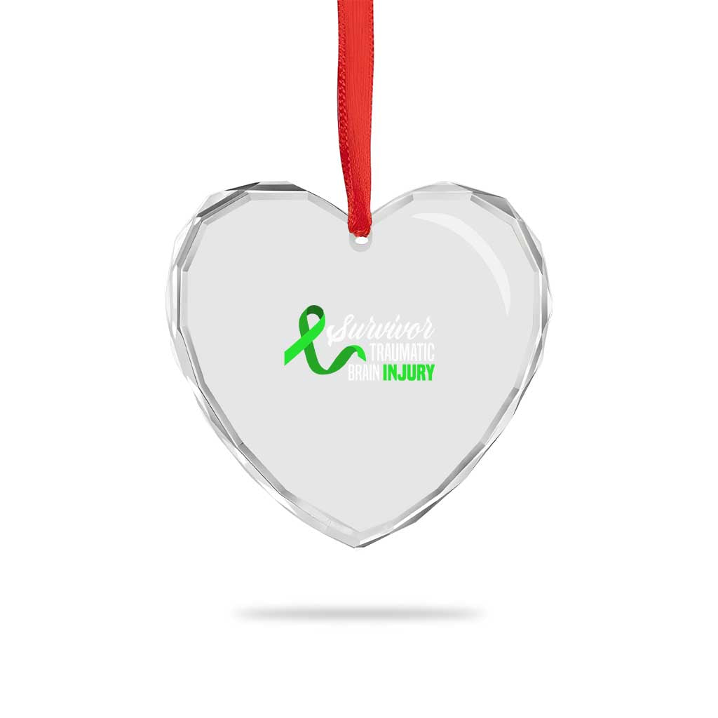 Traumatic Brain Injury Awareness Heart Crystal Glass Ornament TBI Survivor TS02 Print Your Wear