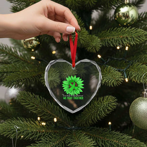 Traumatic Brain Injury Awareness Heart Crystal Glass Ornament TBI We Fight Together Green Sunflower TS02 Print Your Wear