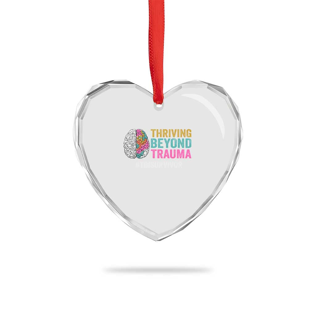 Traumatic Brain Injury Awareness Heart Crystal Glass Ornament Thriving Beyond Trauma TBI Survivor TS02 Print Your Wear