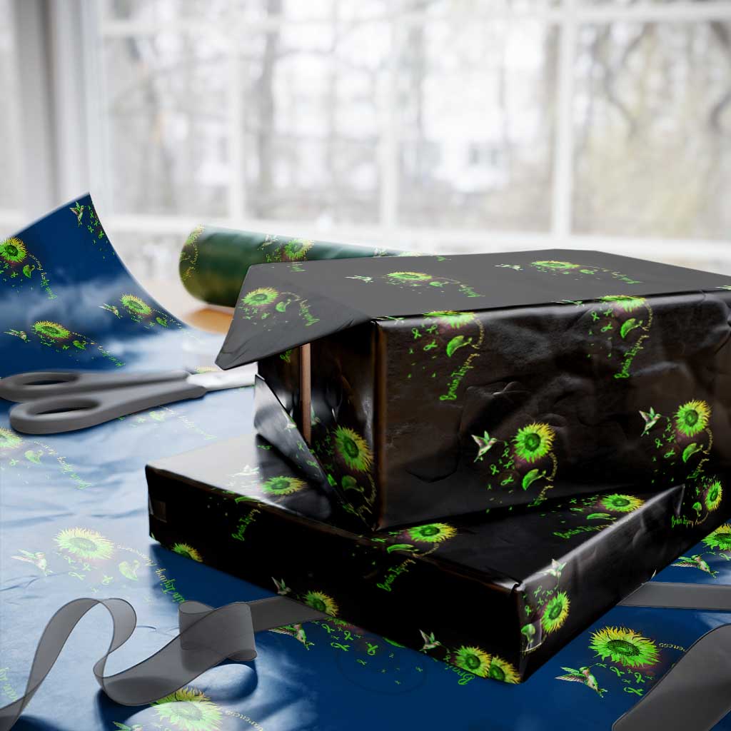 Traumatic Brain Injury Awareness Wrapping Paper Roll Sunflower Hummingbird TS02 Black Print Your Wear