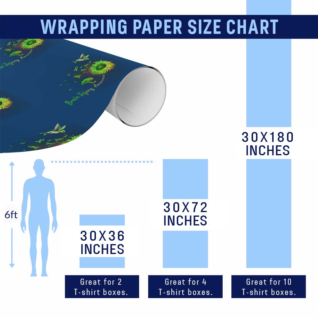 Traumatic Brain Injury Awareness Wrapping Paper Roll Sunflower Hummingbird TS02 Print Your Wear