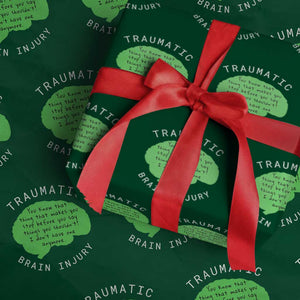 Traumatic Brain Injury Awareness Wrapping Paper Roll TBI Support TS02 Green Print Your Wear