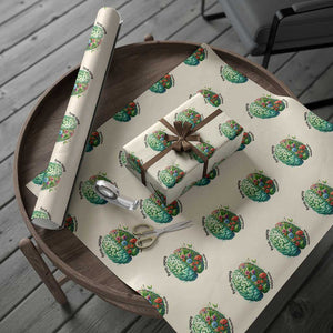 Traumatic Brain Injury Awareness Wrapping Paper Roll TBI Warrior Green Floral Brain TS02 Beige Print Your Wear