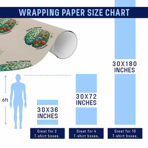 Traumatic Brain Injury Awareness Wrapping Paper Roll TBI Warrior Green Floral Brain TS02 Print Your Wear