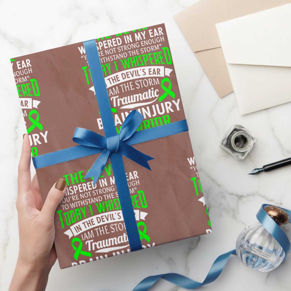 Traumatic Brain Injury Awareness Wrapping Paper Roll TBI Warrior I Am The Storm TS02 Mocha Print Your Wear