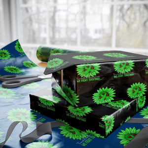 Traumatic Brain Injury Awareness Wrapping Paper Roll TBI We Fight Together Green Sunflower TS02 Black Print Your Wear