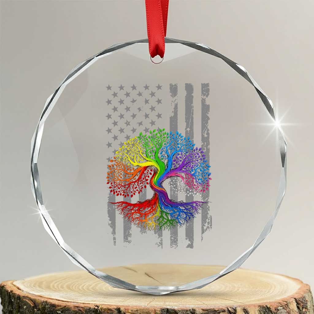 Tree of Life Rainbow LGBTQ Pride Crystal Glass Ornament American Flag Gift TS14 Transparent Glass 3'' Circle Print Your Wear