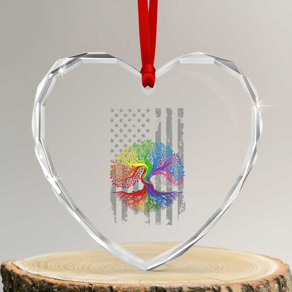 Tree of Life Rainbow LGBTQ Pride Heart Crystal Glass Ornament American Flag Gift TS14 Transparent Glass 3'' Heart Print Your Wear