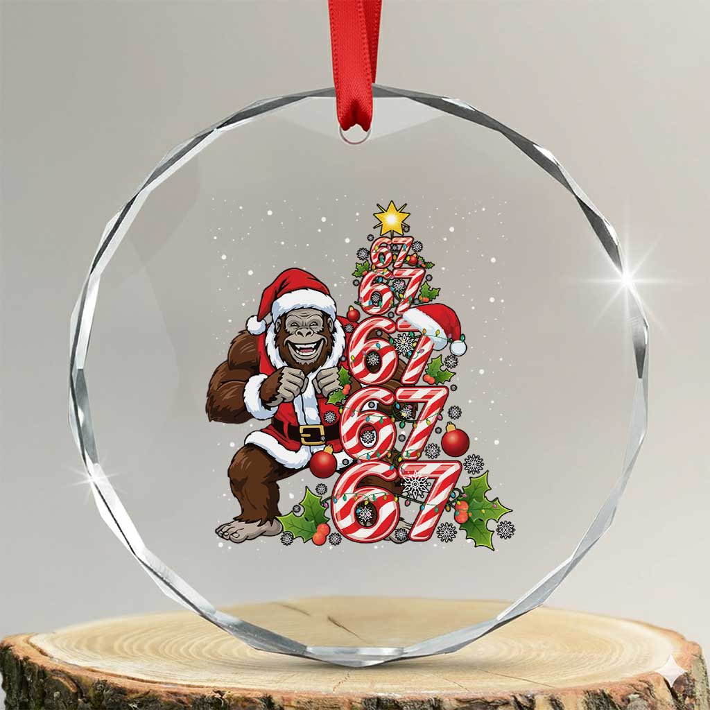 Trending Six Seven Meme Bigfoot Christmas Tree Crystal Glass Ornament Holiday Gift TS12 Transparent Glass 3'' Circle Print Your Wear