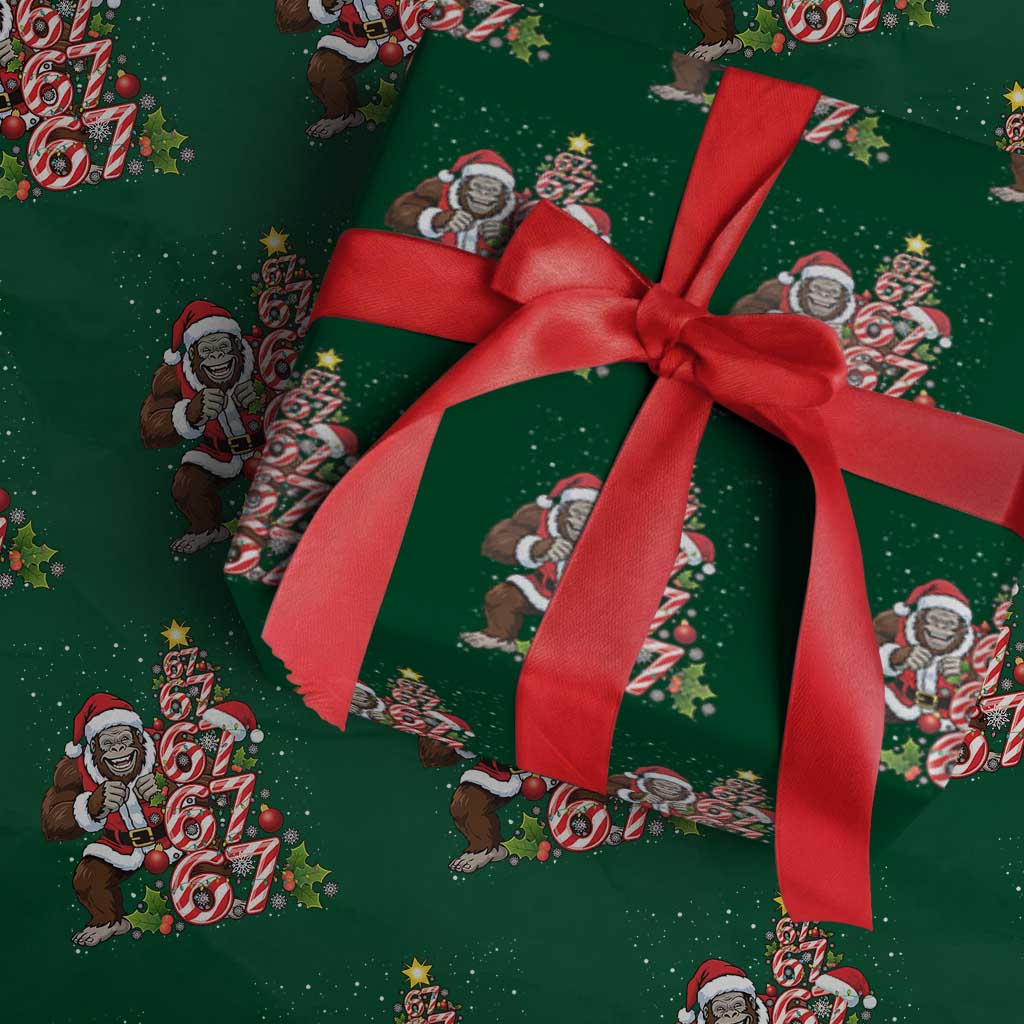 Trending Six Seven Meme Bigfoot Christmas Tree Wrapping Paper Roll Holiday Gift TS12 Green Print Your Wear