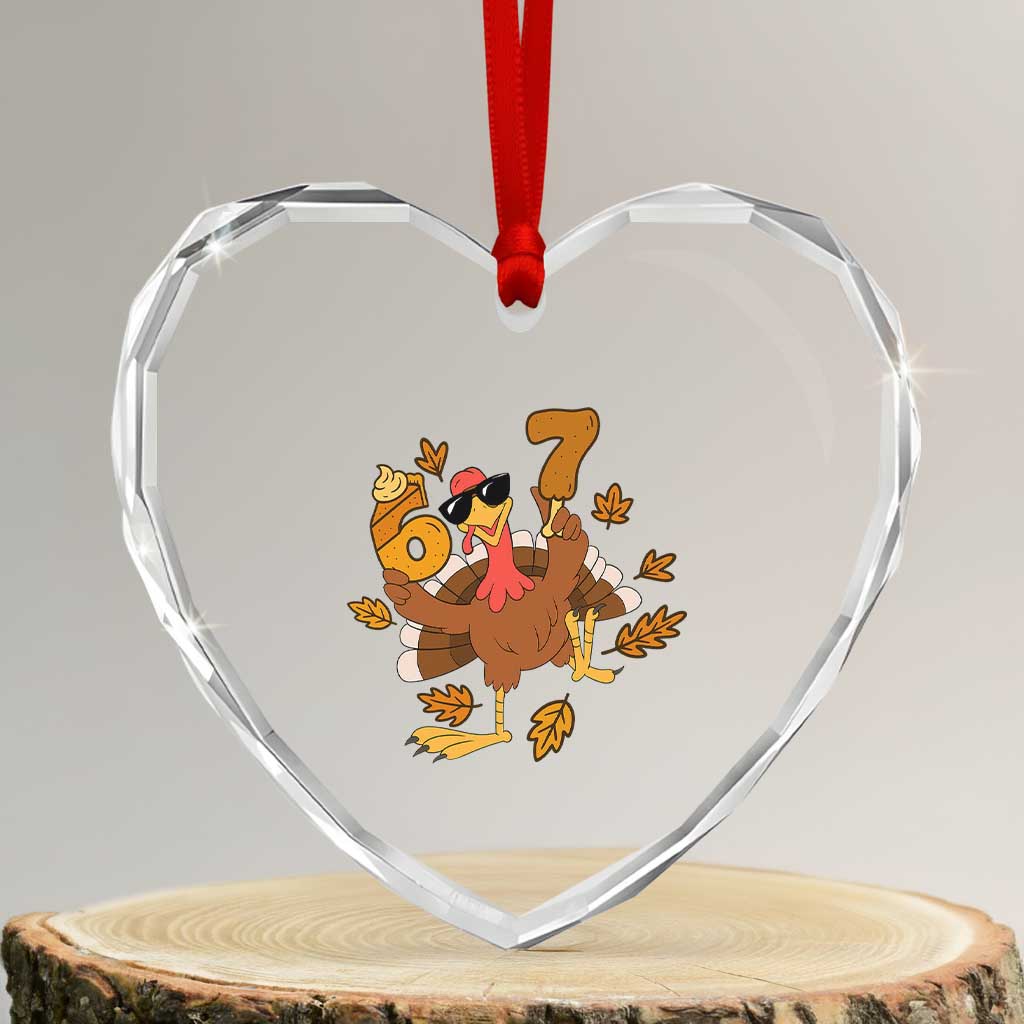 Trending Six Seven Meme Turkey Heart Crystal Glass Ornament Funny Thanksgiving Gift TS12 Transparent Glass 3'' Heart Print Your Wear