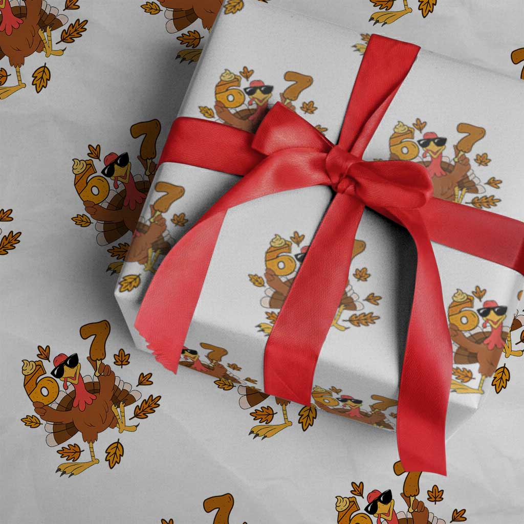 Trending Six Seven Meme Turkey Wrapping Paper Roll Funny Thanksgiving Gift TS12 White Print Your Wear