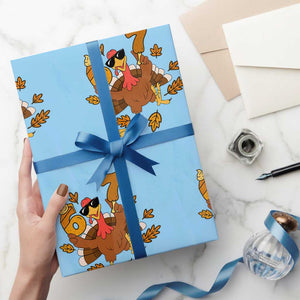 Trending Six Seven Meme Turkey Wrapping Paper Roll Funny Thanksgiving Gift TS12 Light Blue Print Your Wear