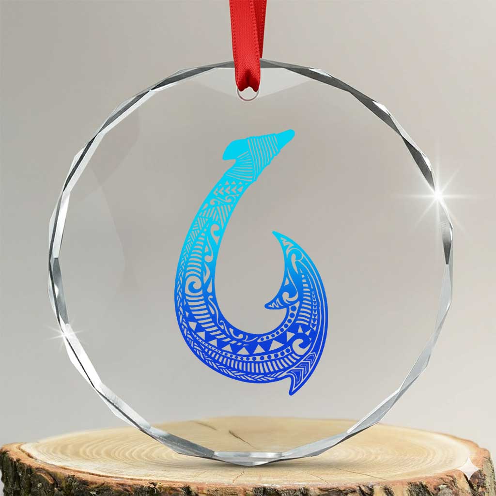 Tribal Makau Hawaiian Fish Hook Pacific Islander Hawaiian Crystal Glass Ornament TS11 Transparent Glass 3'' Circle Print Your Wear