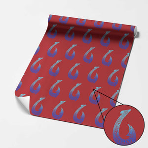 Tribal Makau Hawaiian Fish Hook Pacific Islander Hawaiian Wrapping Paper Roll TS11 Red Print Your Wear