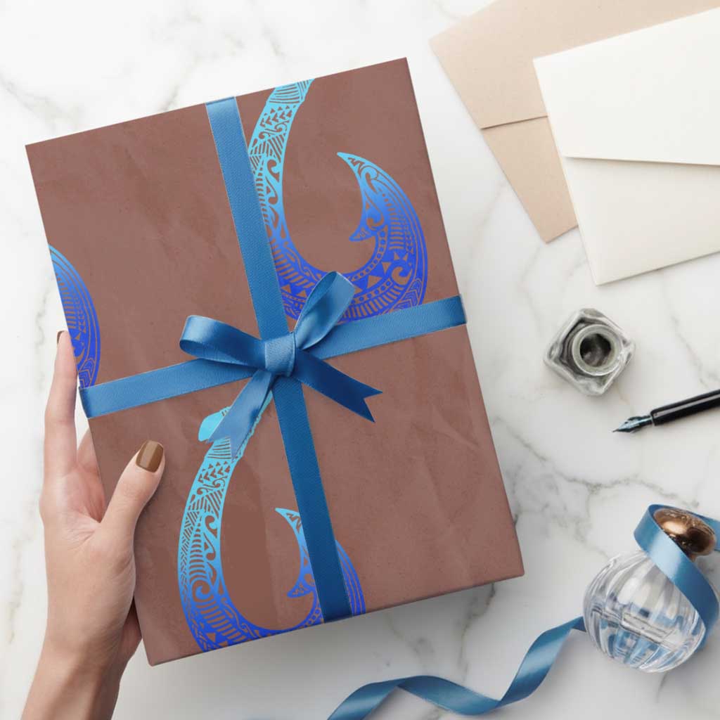 Tribal Makau Hawaiian Fish Hook Pacific Islander Hawaiian Wrapping Paper Roll TS11 Mocha Print Your Wear