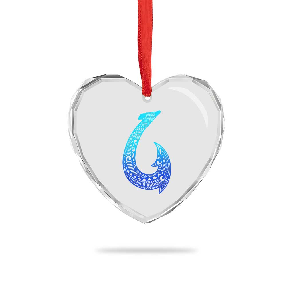 Tribal Makau Hawaiian Fish Hook Pacific Islander Hawaiian Heart Crystal Glass Ornament TS11 Print Your Wear