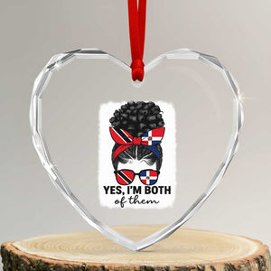 Trini Dominican Girl Heart Crystal Glass Ornament Yes Im Both Trinidad And Tobago Dominican Pride TS10 Transparent Glass 3'' Heart Print Your Wear