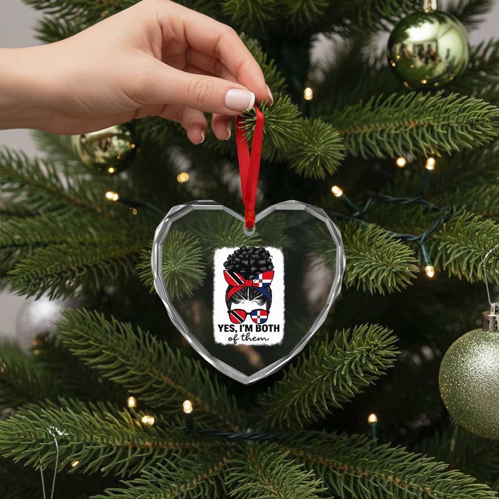 Trini Dominican Girl Heart Crystal Glass Ornament Yes Im Both Trinidad And Tobago Dominican Pride TS10 Print Your Wear