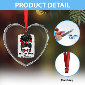 Trini Dominican Girl Heart Crystal Glass Ornament Yes Im Both Trinidad And Tobago Dominican Pride TS10 Print Your Wear