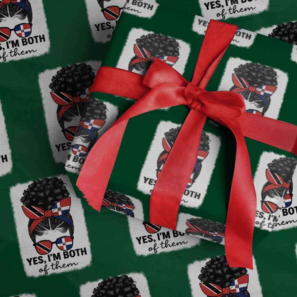 Trini Dominican Girl Wrapping Paper Roll Yes Im Both Trinidad And Tobago Dominican Pride TS10 Green Print Your Wear
