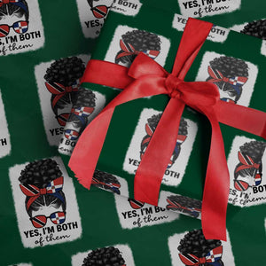 Trini Dominican Girl Wrapping Paper Roll Yes Im Both Trinidad And Tobago Dominican Pride TS10 Green Print Your Wear