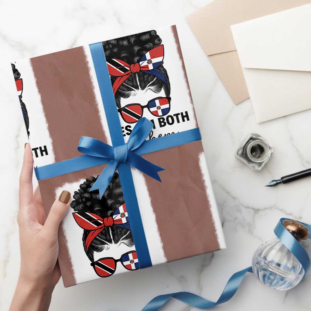 Trini Dominican Girl Wrapping Paper Roll Yes Im Both Trinidad And Tobago Dominican Pride TS10 Mocha Print Your Wear