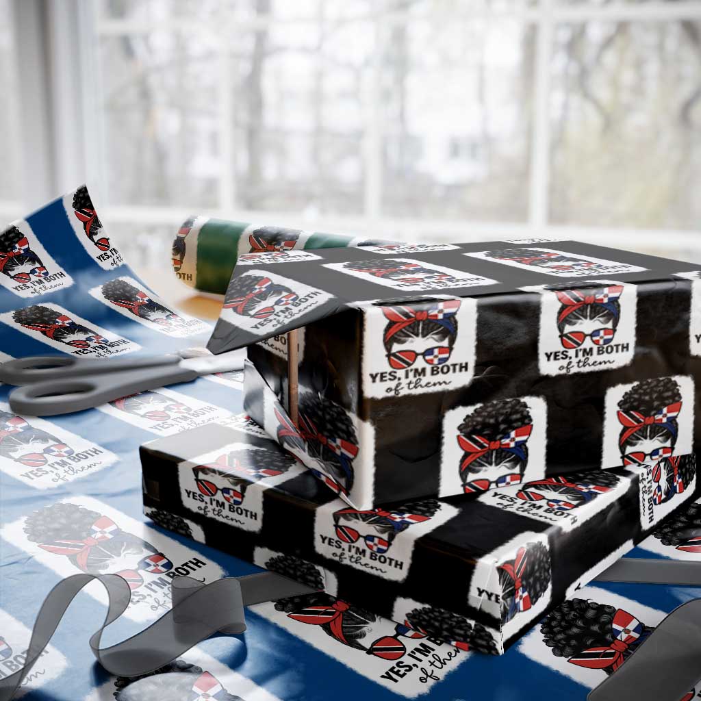 Trini Dominican Girl Wrapping Paper Roll Yes Im Both Trinidad And Tobago Dominican Pride TS10 Black Print Your Wear