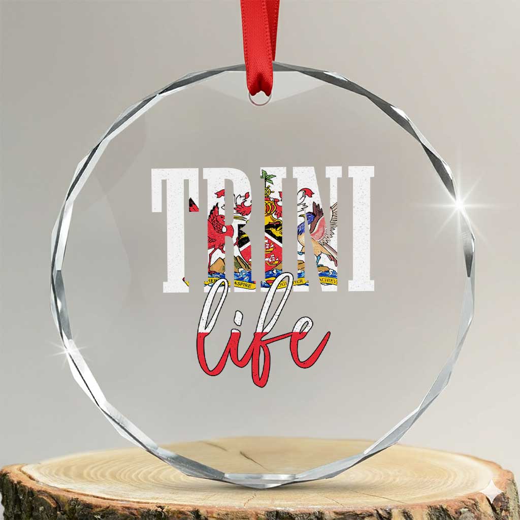 Trini Life Crystal Glass Ornament Trinidad and Tobago Flag Caribbean Souvenir TS10 Transparent Glass 3'' Circle Print Your Wear