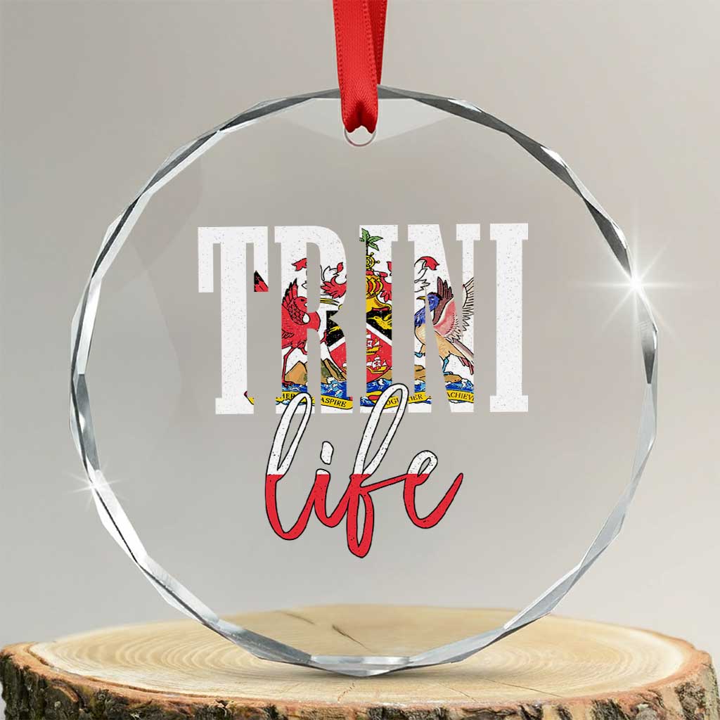 Trini Life Crystal Glass Ornament Trinidad and Tobago Flag Caribbean Souvenir TS10 Transparent Glass 3'' Circle Print Your Wear