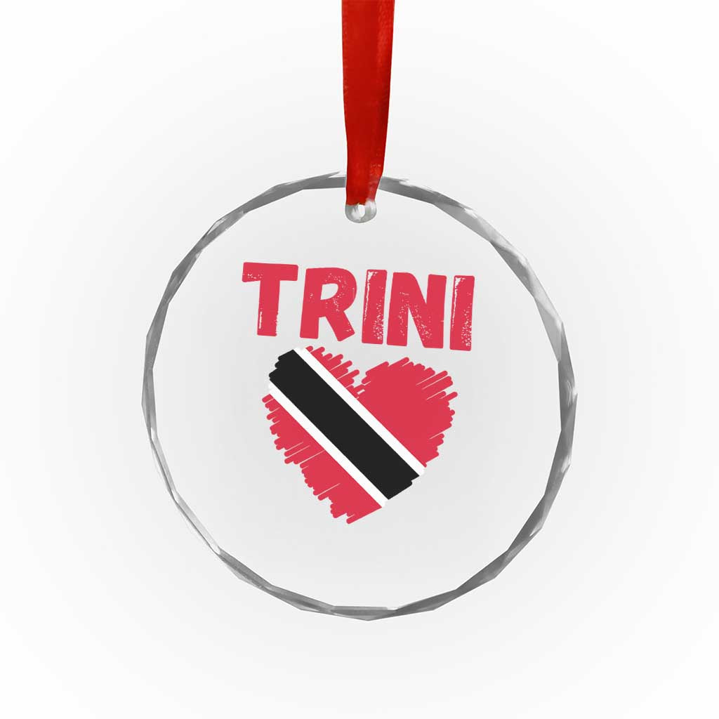 Trini Pride Crystal Glass Ornament Trinidad and Tobago Heart Flag Caribbean Roots TS10 Transparent Glass 3'' Circle Print Your Wear
