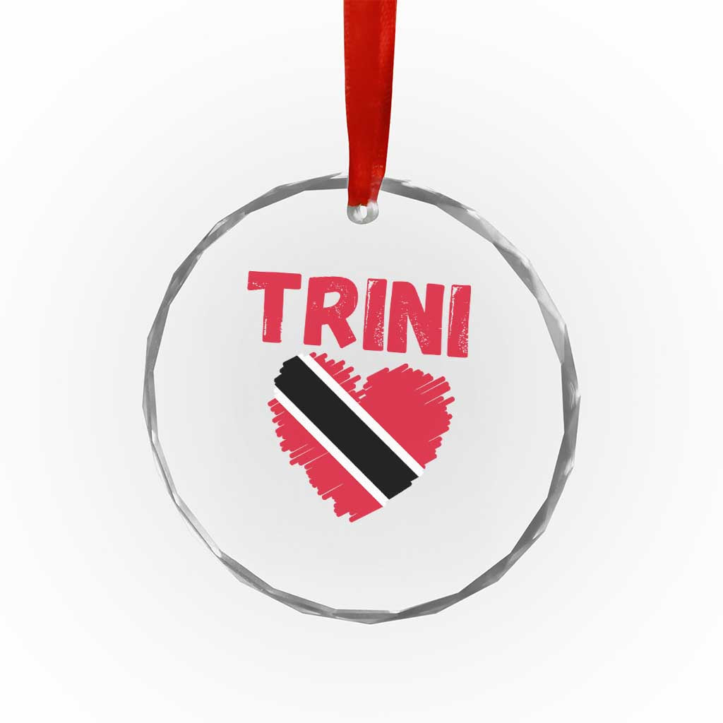 Trini Pride Crystal Glass Ornament Trinidad and Tobago Heart Flag Caribbean Roots TS10 Print Your Wear
