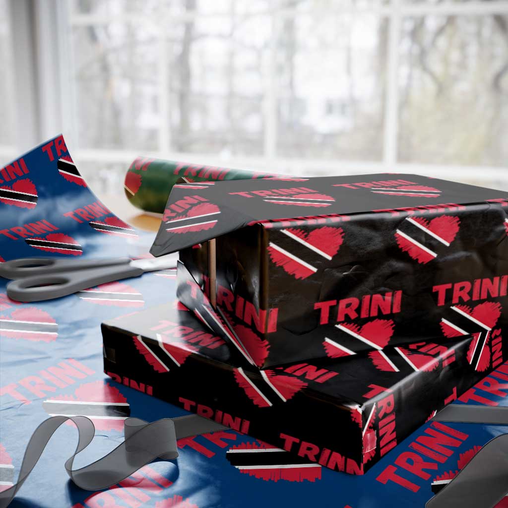 Trini Pride Wrapping Paper Roll Trinidad and Tobago Heart Flag Caribbean Roots TS10 Black Print Your Wear