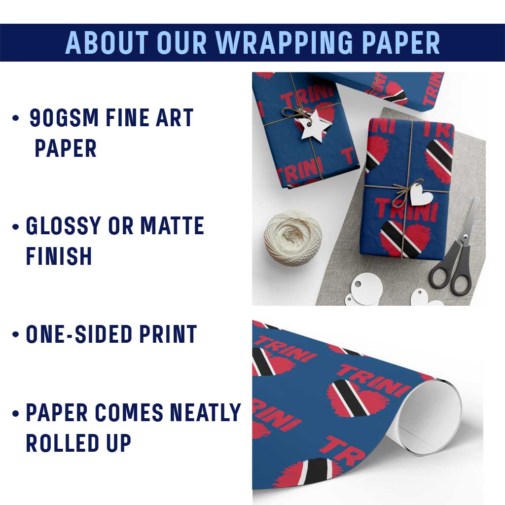 Trini Pride Wrapping Paper Roll Trinidad and Tobago Heart Flag Caribbean Roots TS10 Print Your Wear