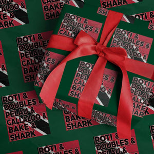 Trini Pride Wrapping Paper Roll Trinidad and Tobago National Food TS10 Green Print Your Wear