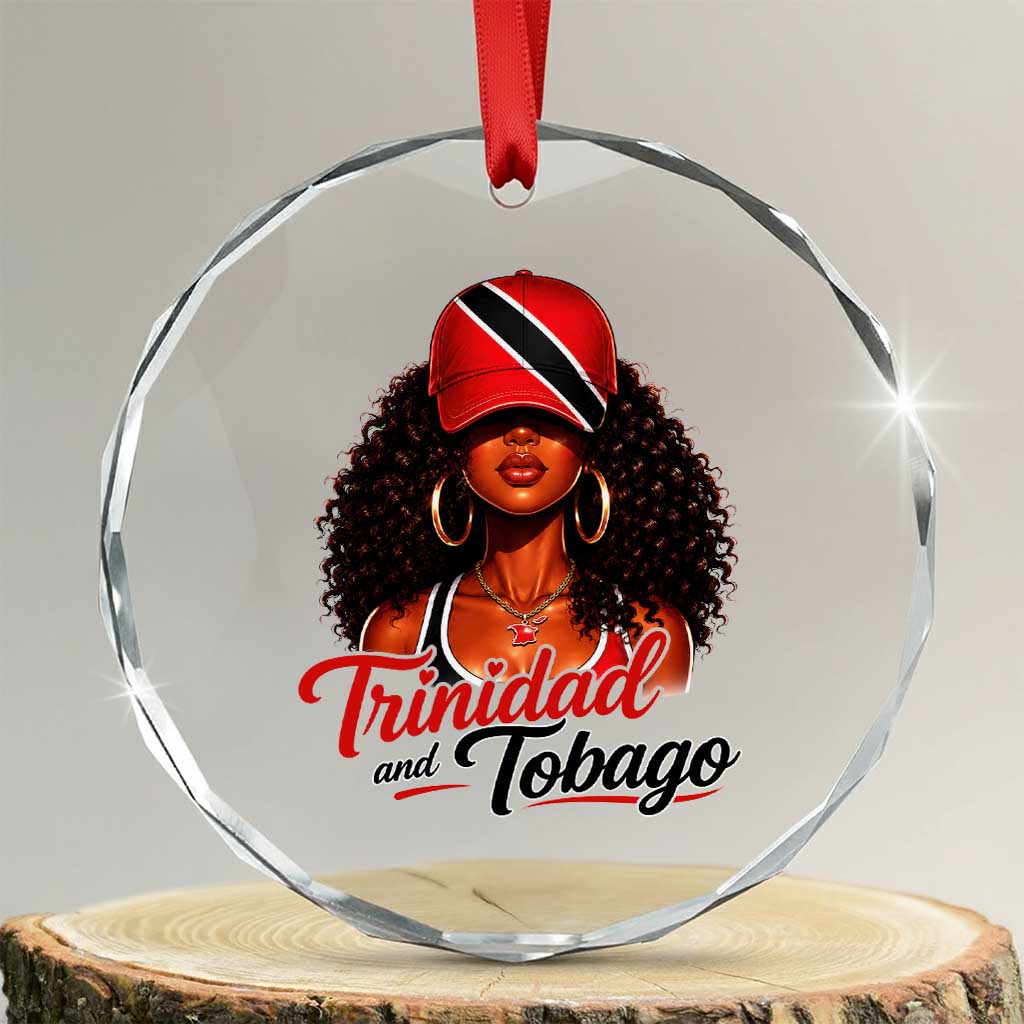 Trinidad and Tobago Afro Girl Crystal Glass Ornament Trini Black Queen Caribbean Pride Heritage Gift TS10 Transparent Glass 3'' Circle Print Your Wear
