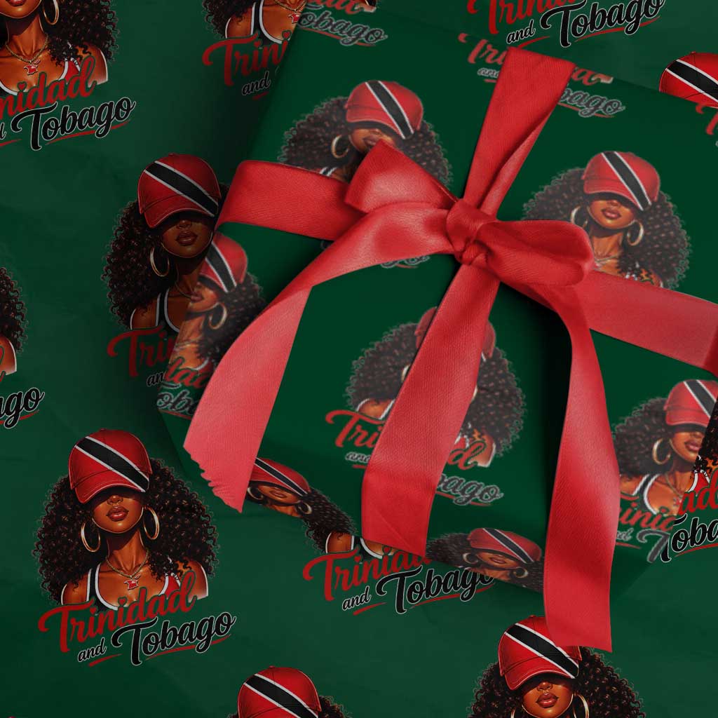 Trinidad and Tobago Afro Girl Wrapping Paper Roll Trini Black Queen Caribbean Pride Heritage Gift TS10 Green Print Your Wear