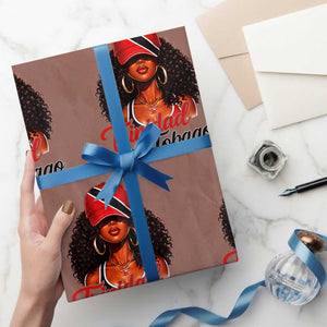 Trinidad and Tobago Afro Girl Wrapping Paper Roll Trini Black Queen Caribbean Pride Heritage Gift TS10 Mocha Print Your Wear