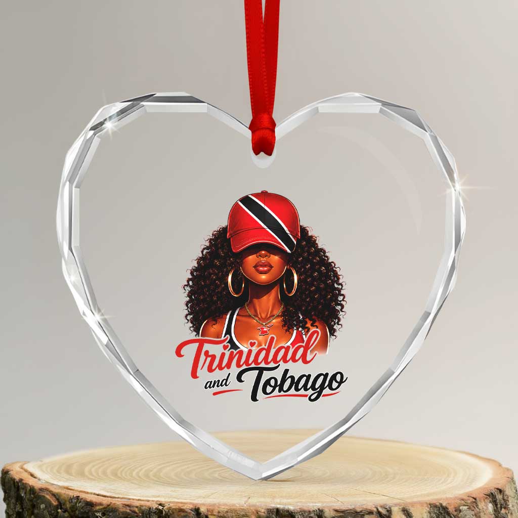 Trinidad and Tobago Afro Girl Heart Crystal Glass Ornament Trini Black Queen Caribbean Pride Heritage Gift TS10 Transparent Glass 3'' Heart Print Your Wear